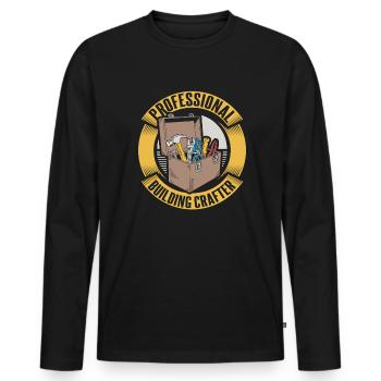 Ouvrier du bâtiment - T-shirt manches longues Premium bio Homme - noir - Devant - Nico (187cm)
