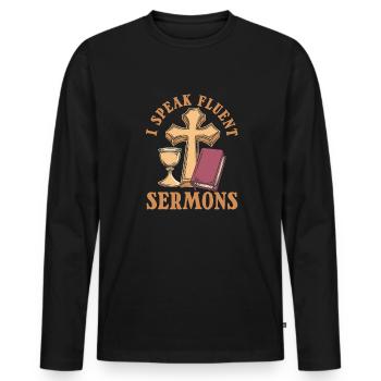 Priest - Men's Premium Organic Long Sleeve Shirt - black - Front - Nico (187cm)