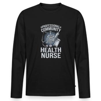 Community nurse - Men's Premium Organic Long Sleeve Shirt - black - Front - Nico (187cm)