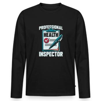 Health Inspector - Men's Premium Organic Long Sleeve Shirt - black - Front - Nico (187cm)