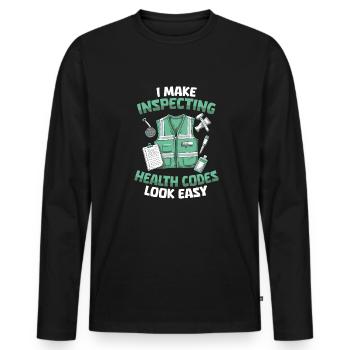 Health Inspector - Men's Premium Organic Long Sleeve Shirt - black - Front - Nico (187cm)