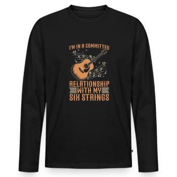 Acoustic Guitar - Men's Premium Organic Long Sleeve Shirt - black - Front - Nico (187cm)