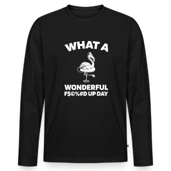 Flamingo Fucked Up Day - T-shirt manches longues Premium bio Homme - noir - Devant - Nico (187cm)