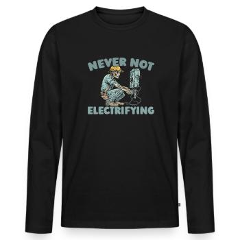 Electrician Electronics Technician - Men's Premium Organic Long Sleeve Shirt - black - Front - Nico (187cm)