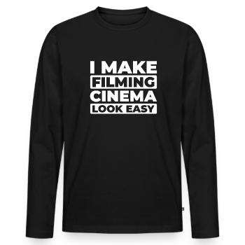Cleaner - Men's Premium Organic Long Sleeve Shirt - black - Front - Nico (187cm)
