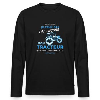 Agriculture et tracteur humour - T-shirt manches longues Premium bio Homme - noir - Devant - Nico (187cm)