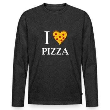 Pizza Love - I Love Pizza - Männer Premium Bio Langarmshirt - Anthrazit meliert - Vorne - Nico (187cm)