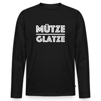 Mütze Glatze | Penis, onanieren, lustige Sprüche - Männer Premium Bio Langarmshirt - Schwarz - Vorne - Nico (187cm)