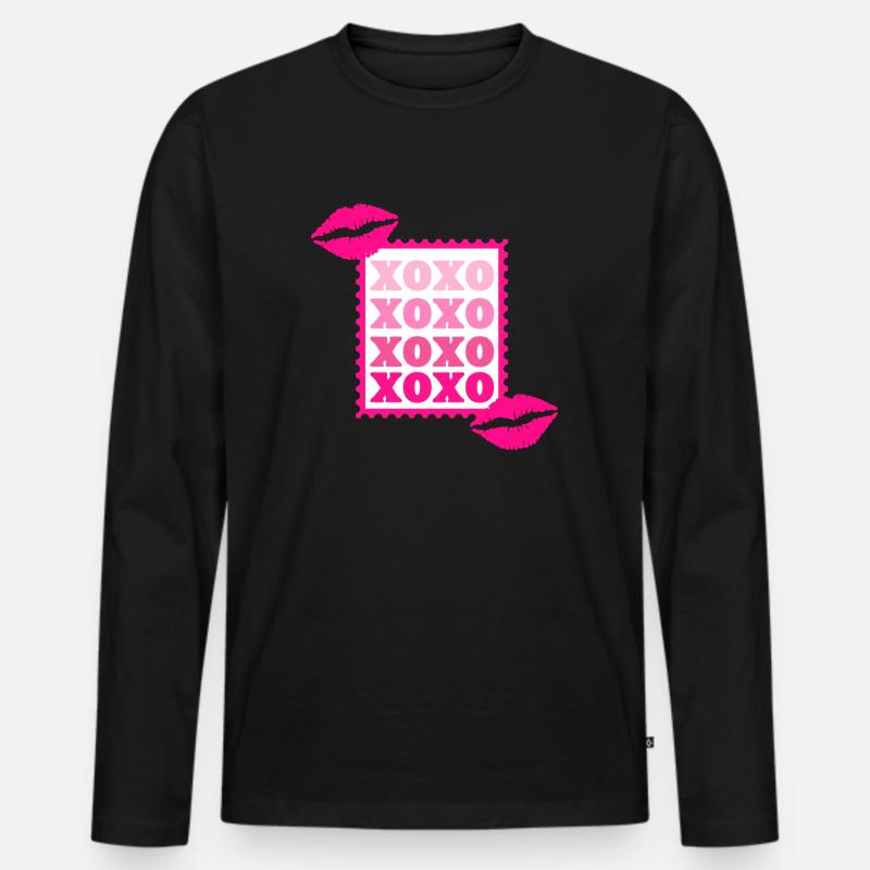 XOXO Kisses - Männer Premium Bio Langarmshirt - Schwarz