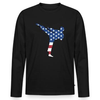 Sport Us Flag Taekwondo - Men's Premium Organic Long Sleeve Shirt - black - Front - Nico (187cm)