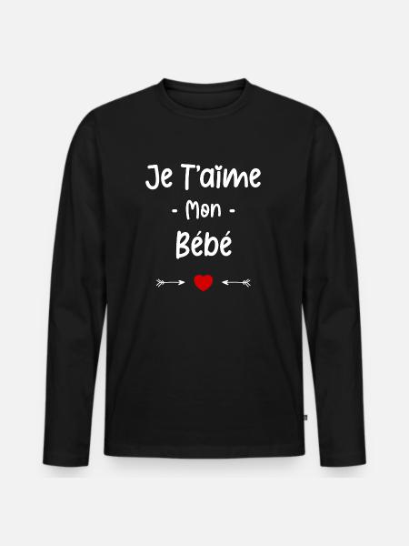je t'aime mon Bébé - T-shirt manches longues Premium bio Homme - noir