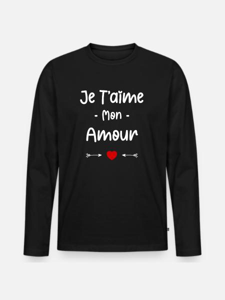 je t'aime mon Amour - T-shirt manches longues Premium bio Homme - noir