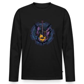 69 summer guitar 5000 - DIGITAL - Männer Premium Bio Langarmshirt - Schwarz - Vorne - Nico (187cm)