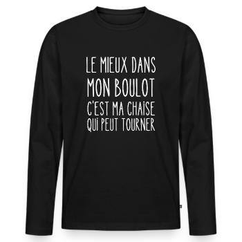 le mieux dans mon boulot - T-shirt manches longues Premium bio Homme - noir - Devant - Nico (187cm)