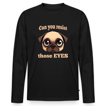 Hunde-Blick: Unwiderstehliche Niedlichkeit - Männer Premium Bio Langarmshirt - Schwarz - Vorne - Nico (187cm)