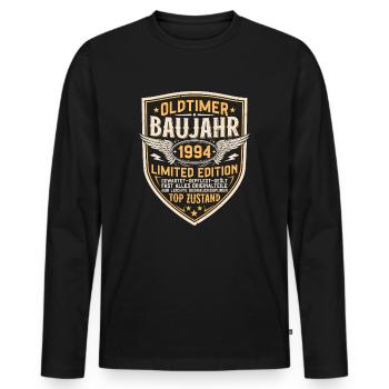 Oldtimer 1994 Baujahr Jahrgang Geburtstag Geschenk - Männer Premium Bio Langarmshirt - Schwarz - Vorne - Nico (187cm)