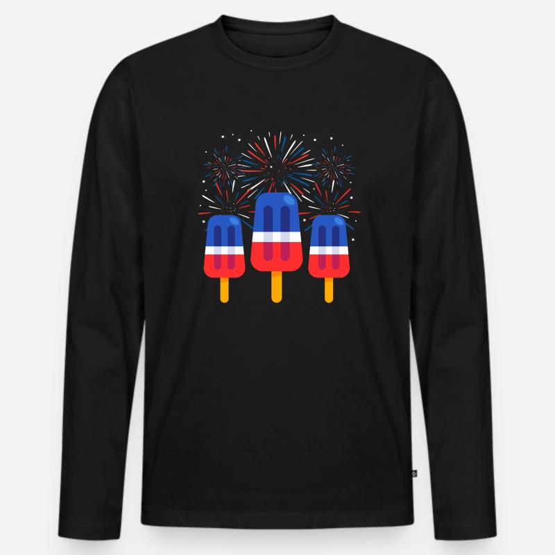 Popsicle Patriotic - Männer Premium Bio Langarmshirt - Schwarz