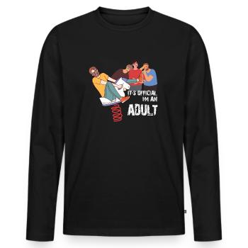 OFFIZIELL EIN ERWACHSENER, RECHTLICH EIN ERWACHSENEN-T-SHIRT - Männer Premium Bio Langarmshirt - Schwarz - Vorne - Nico (187cm)