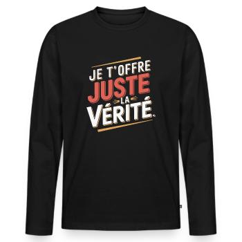 Je t'offre juste la vérité - T-shirt manches longues Premium bio Homme - noir - Devant - Nico (187cm)