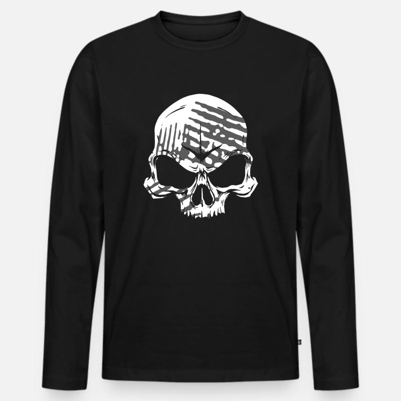 Skull - Männer Premium Bio Langarmshirt - Schwarz
