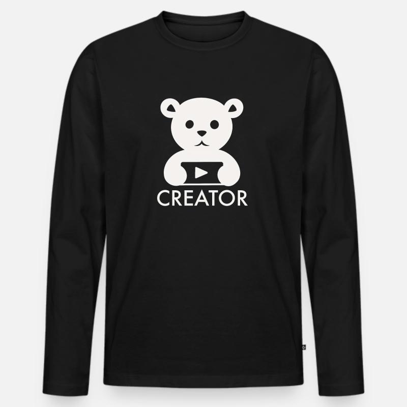 Teddybär Creator YouTube - Männer Premium Bio Langarmshirt - Schwarz