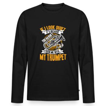 Trompette m'a vu avec ma trompette - T-shirt manches longues Premium bio Homme - noir - Devant - Nico (187cm)