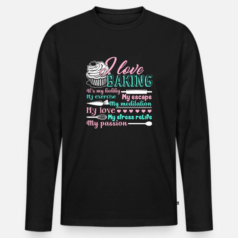 Bäcker Ich liebe Backen - Männer Premium Bio Langarmshirt - Schwarz