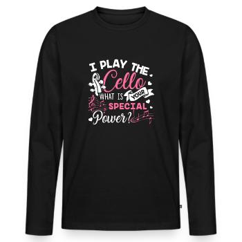 Violoncelle Je joue du violoncelle - T-shirt manches longues Premium bio Homme - noir - Devant - Nico (187cm)