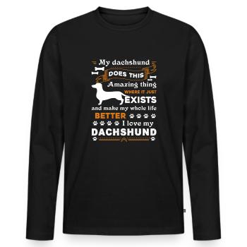 Dackel Ich liebe meinen Dackel - Männer Premium Bio Langarmshirt - Schwarz - Vorne - Nico (187cm)