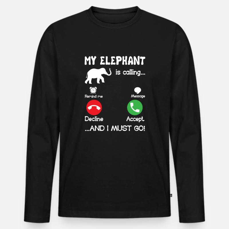 Elefant Mein Elefant ruft - Männer Premium Bio Langarmshirt - Schwarz