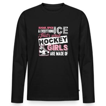 Eishockey Eishockey Mädchen - Männer Premium Bio Langarmshirt - Schwarz - Vorne - Nico (187cm)