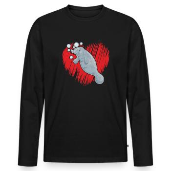 Manatee Love Manatee - Men's Premium Organic Long Sleeve Shirt - black - Front - Nico (187cm)