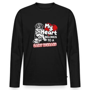 Mein Herz gehört einem Bernhardiner - Männer Premium Bio Langarmshirt - Schwarz - Vorne - Nico (187cm)