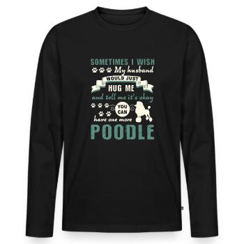 Caniche câlin mon caniche - T-shirt manches longues Premium bio Homme - noir - Devant - Nico (187cm)