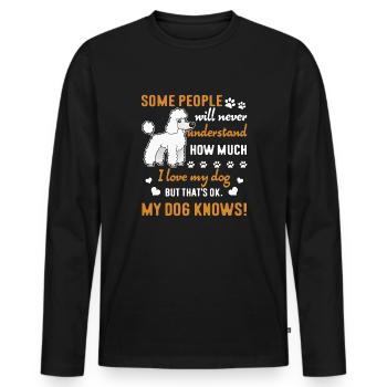 Caniche J'aime mon caniche - T-shirt manches longues Premium bio Homme - noir - Devant - Nico (187cm)