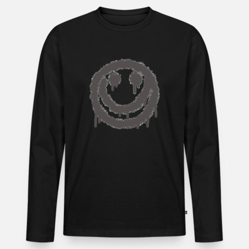 smilie grusel Grau - Männer Premium Bio Langarmshirt - Schwarz