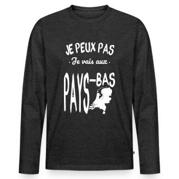 Je peux pas je vais aux Pays-Bas - T-shirt manches longues Premium bio Homme - anthracite chiné - Devant - Nico (187cm)