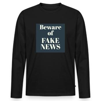 FAKE NEWS Conception de texte - T-shirt manches longues Premium bio Homme - noir - Devant - Nico (187cm)