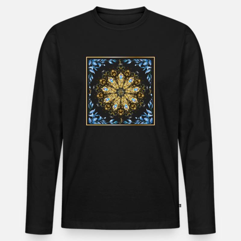 Blumen - Männer Premium Bio Langarmshirt - Schwarz