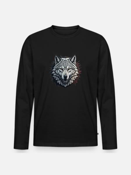 Wolf - Men's Premium Organic Long Sleeve Shirt - black