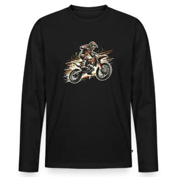 Retro Motocross Gift - Vintage Dirt Bike - Men's Premium Organic Long Sleeve Shirt - black - Front - Nico (187cm)
