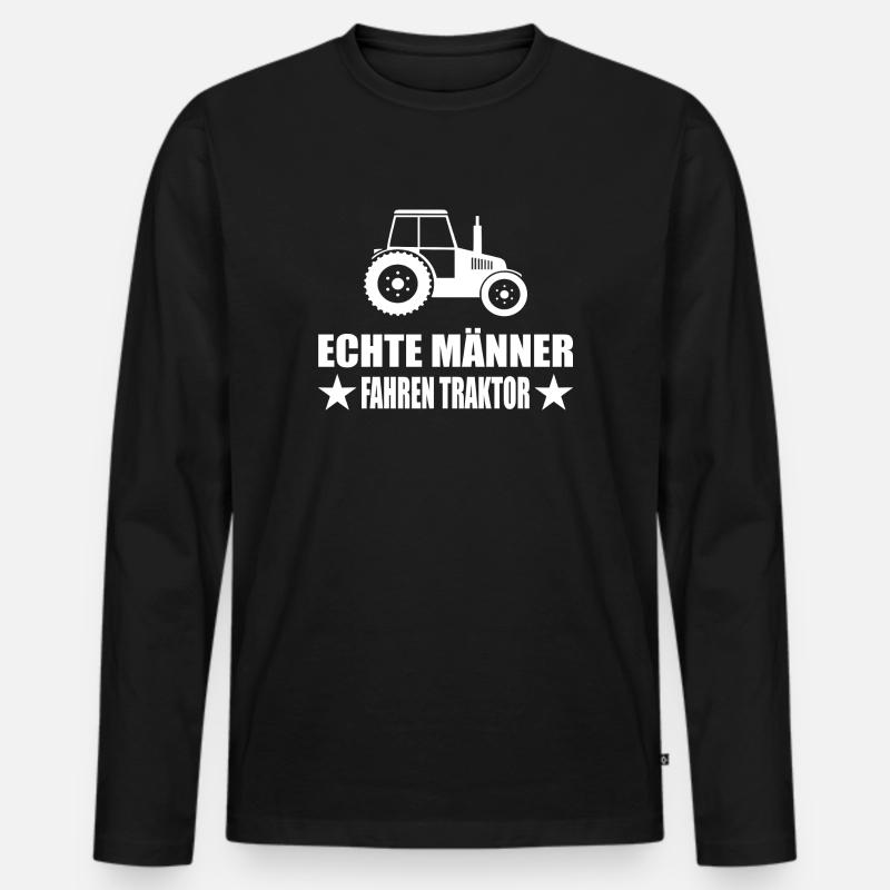 Traktor - Männer Premium Bio Langarmshirt - Schwarz