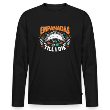 Empanadas - Cadeau parfait pour les gourmets - T-shirt manches longues Premium bio Homme - noir - Devant - Nico (187cm)