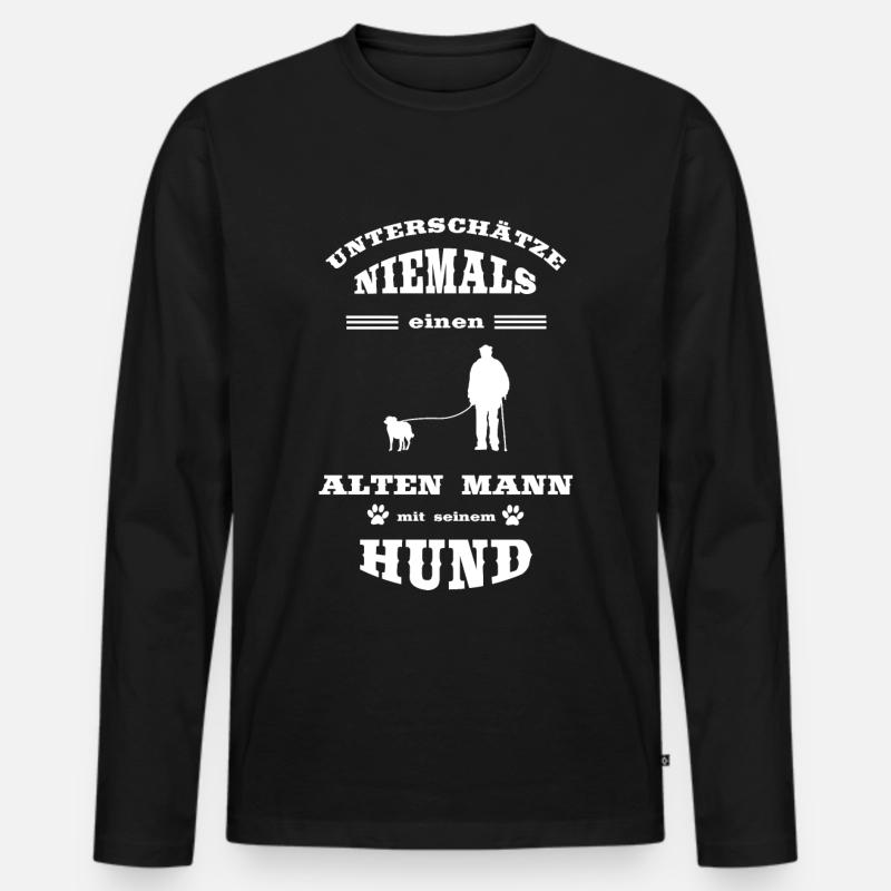 Rentner Hund cool - Männer Premium Bio Langarmshirt - Schwarz