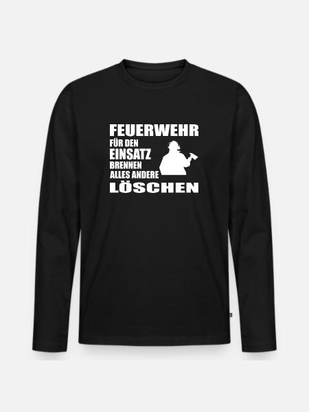 Feuerwehr - Männer Premium Bio Langarmshirt - Schwarz