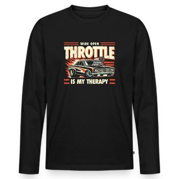 Wide Open Throttle - Therapy for Motorsport Fans - Men's Premium Organic Long Sleeve Shirt - black - Front - Nico (187cm)