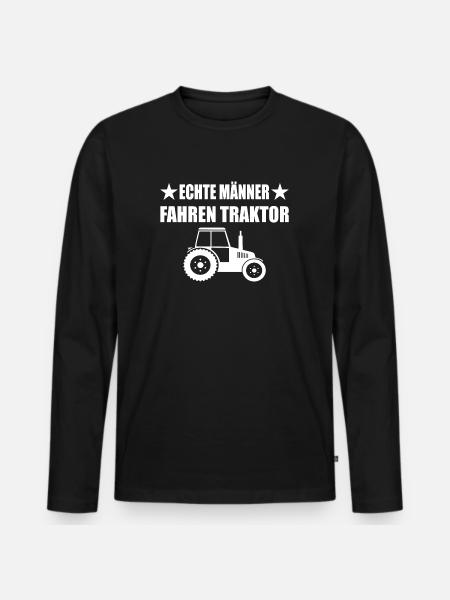 Traktor - Männer Premium Bio Langarmshirt - Schwarz