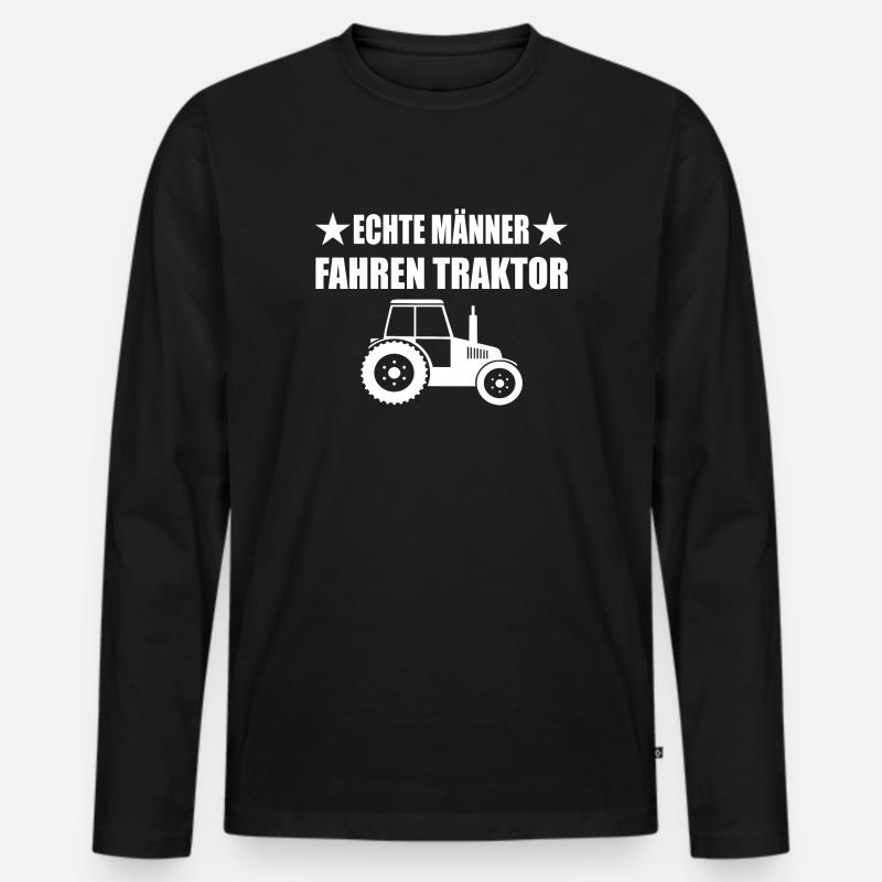 Traktor - Männer Premium Bio Langarmshirt - Schwarz