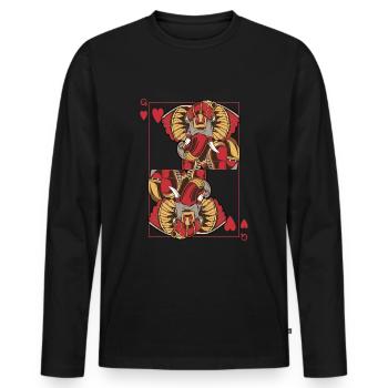 Elephant Steampunk Card Game Heart Queen Poker - Men's Premium Organic Long Sleeve Shirt - black - Front - Nico (187cm)