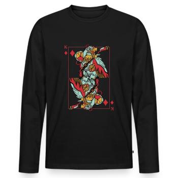 Eagle Steampunk Card Game Karo King Poker - Men's Premium Organic Long Sleeve Shirt - black - Front - Nico (187cm)
